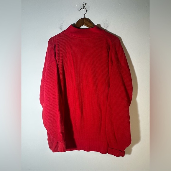 Men's Red Sweater with Button Collar - Picture 3 of 3